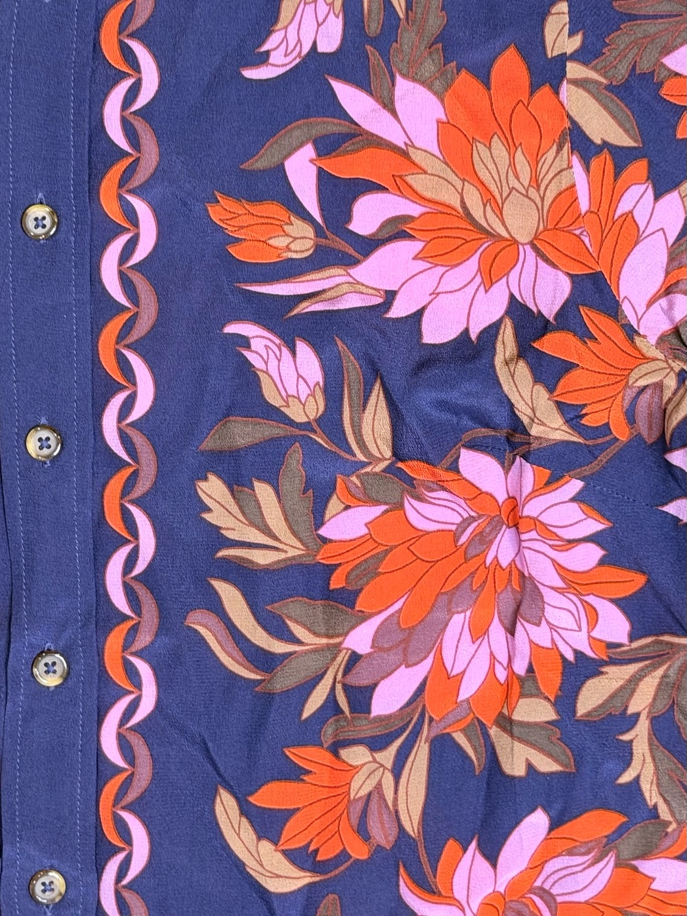 Anthropologie Maeve Paradigm Silk Buttondown Floral Blouse Navy Multi Size 8 NWT - Picture 10 of 16